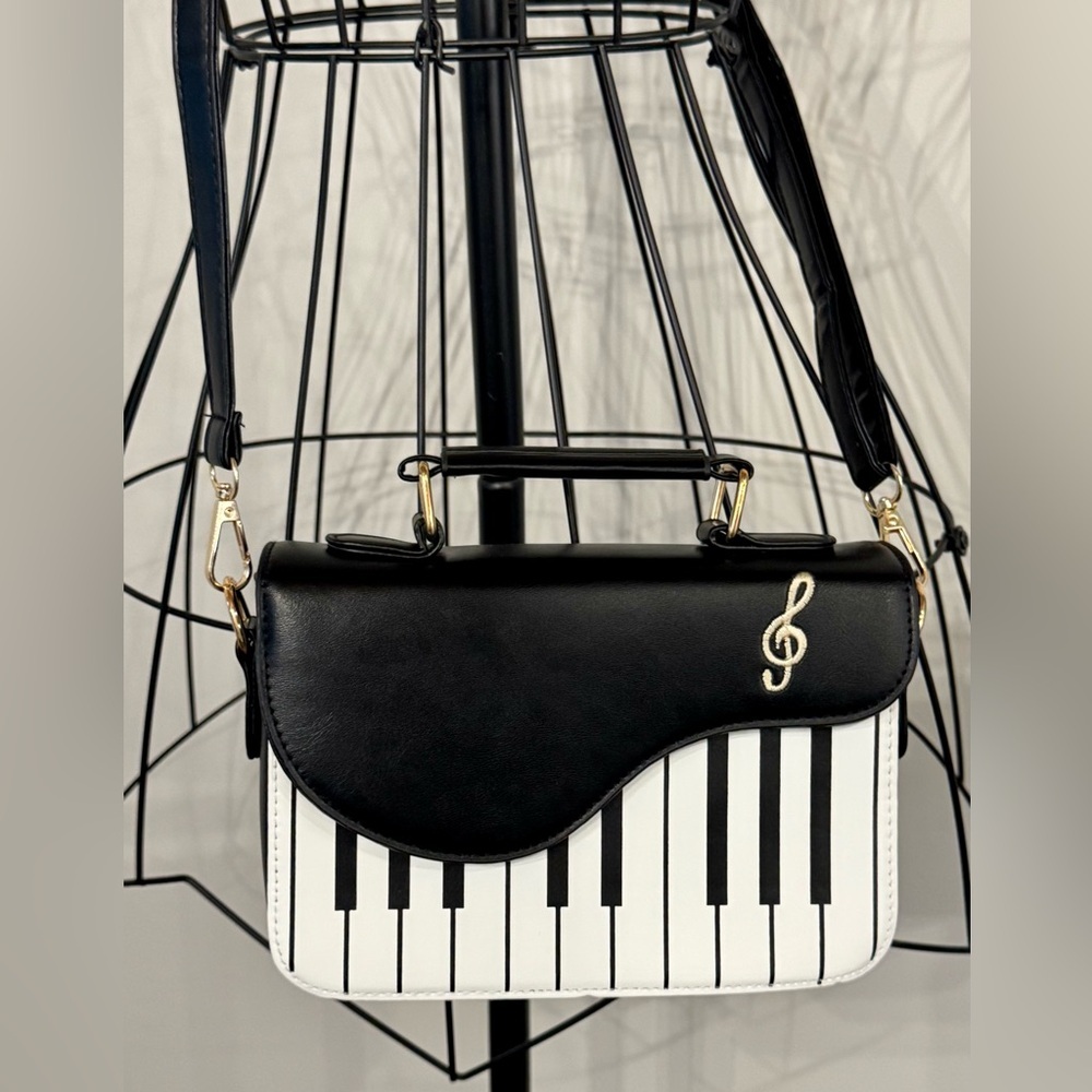 New Music Piano Keyboard Synth 80s Vibe Novelty Crossbody Shoulder Purse Bag